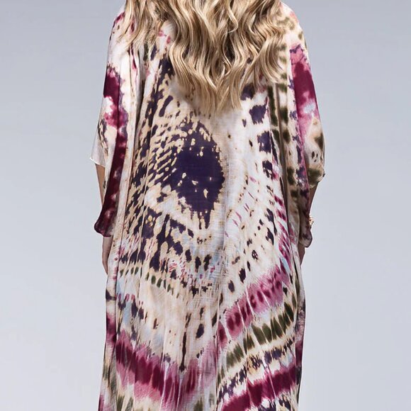 Bohemian Purple Dream Tie Dye Dainty Kimono - Picture 5 of 5